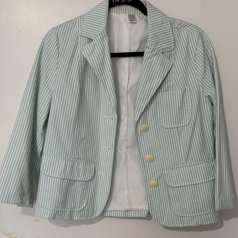 Old Navy Light Green Striped Blazer